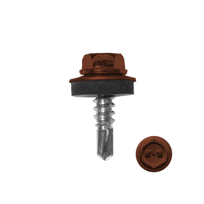 Саморез по металлу Daxmer 5,5х19 (250шт) сверло №3 RAL 8004